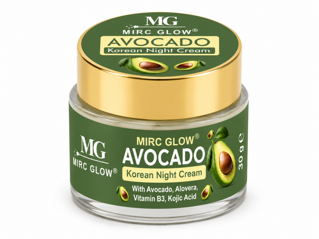 MircGlow Avocado Korean Night Cream with avocado, aloe vera, Vitamin B3 and Kojic Acid